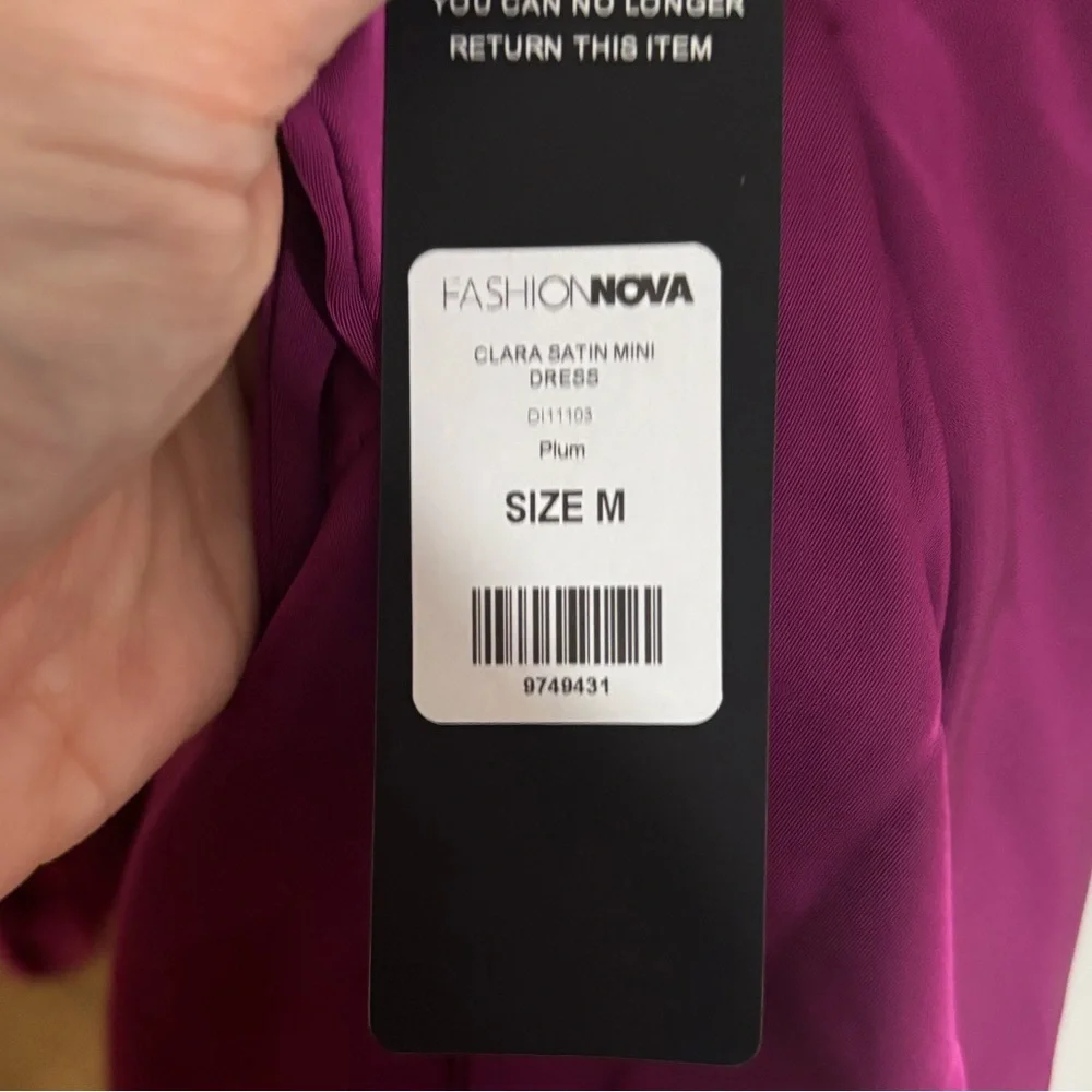 NWT FASHION NOVA Clara Satin Mini Dress in Plum - Picture 4 of 6